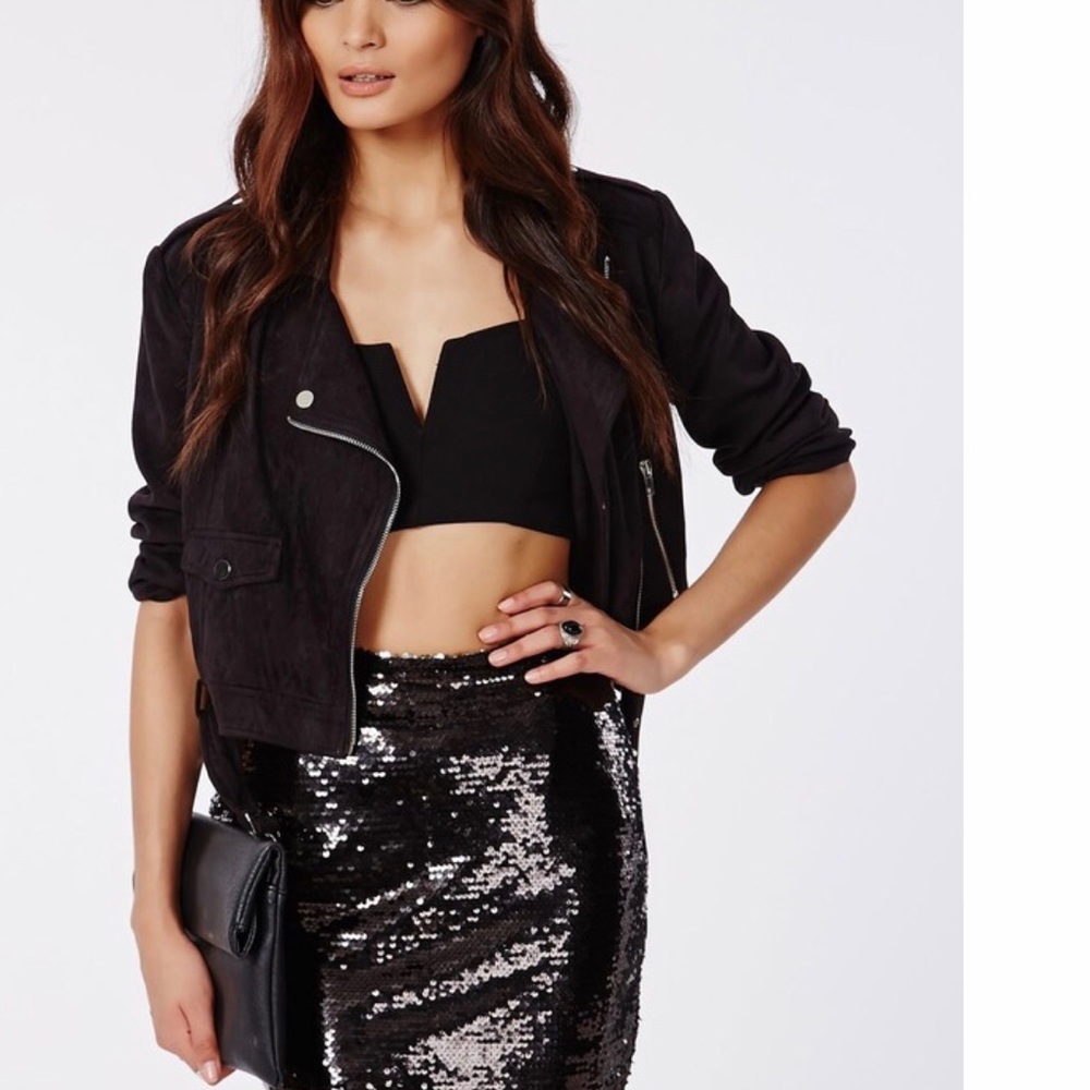 Sparkle & Fade Sequin Black Mini Skirt . Size : 6